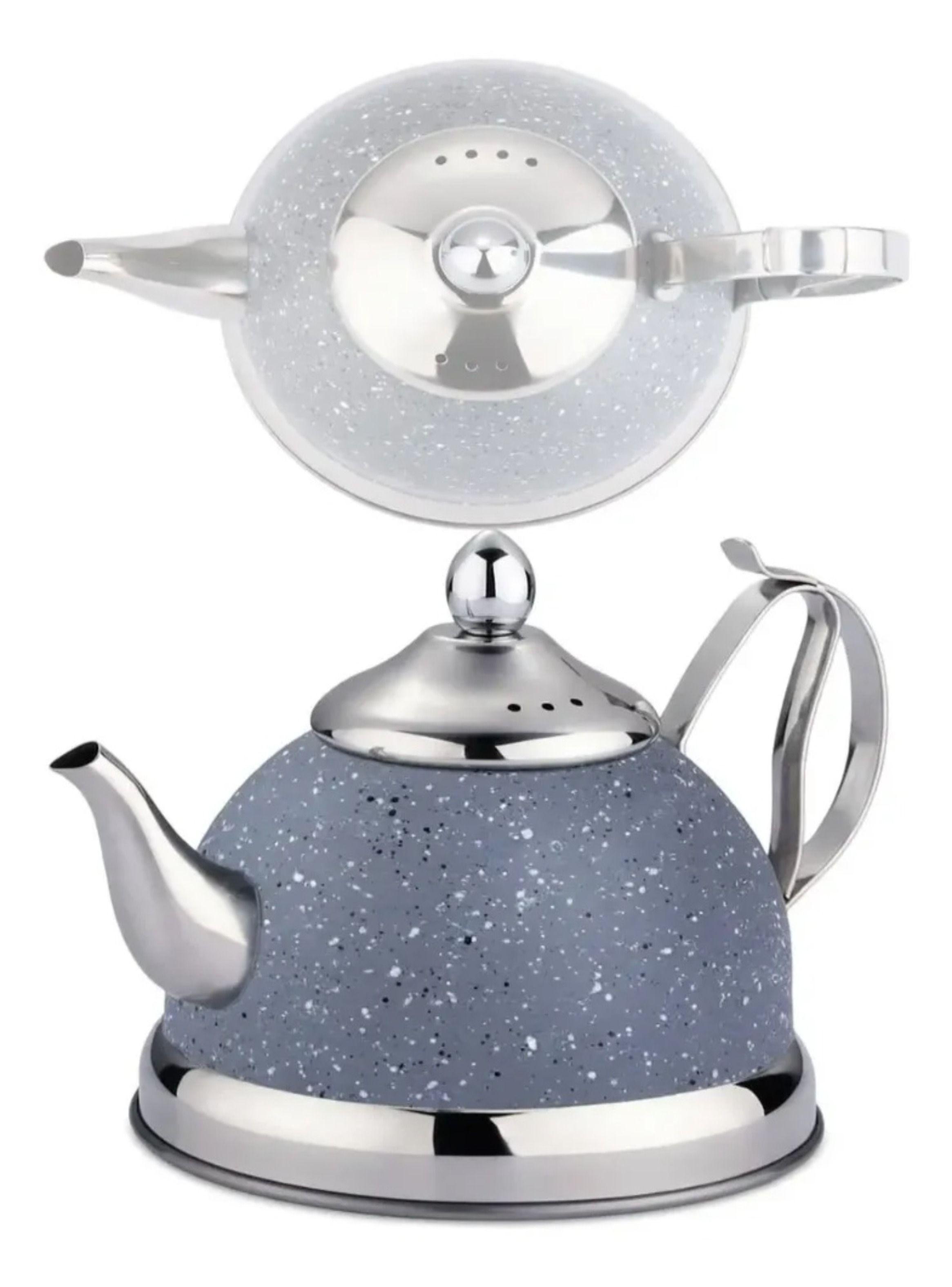 Tetera De Acero Inoxidable 1 Litro Dise o Moteado Gris-1