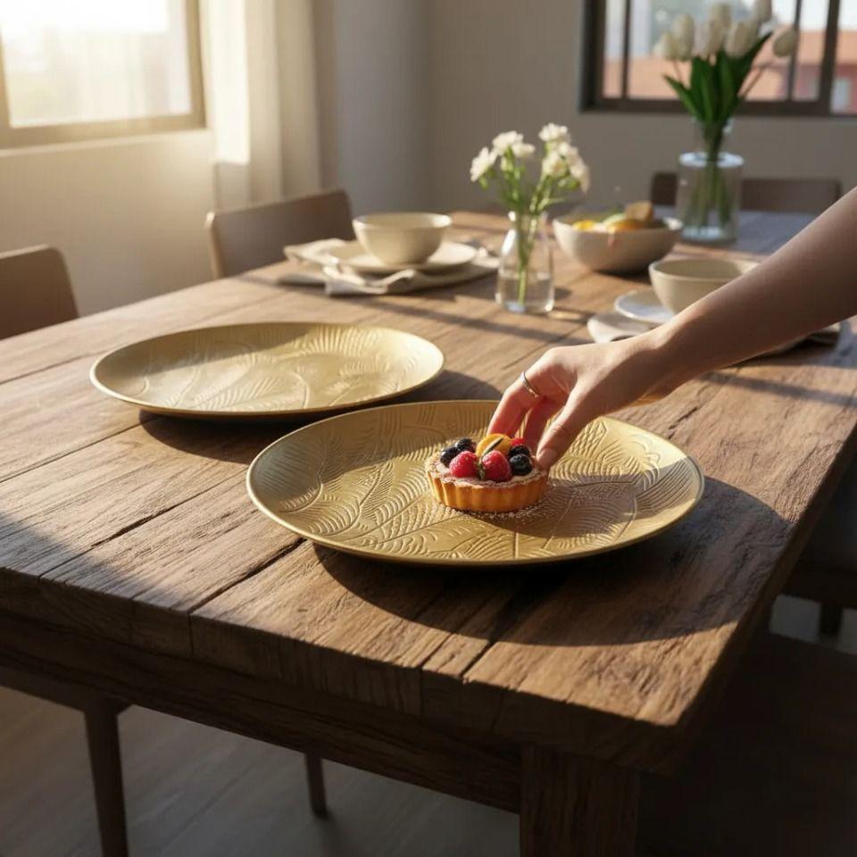 Set de 2 platos decorativos - Diseño hojas-2