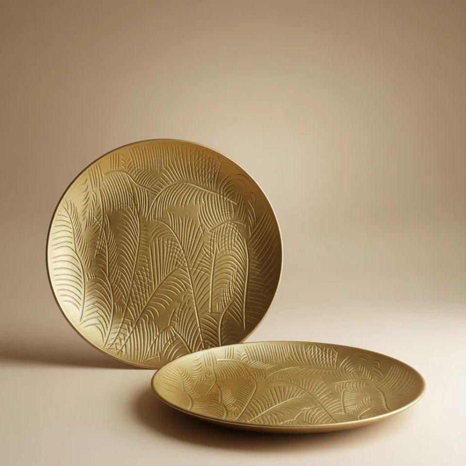 Set de 2 platos decorativos - Diseño hojas-4