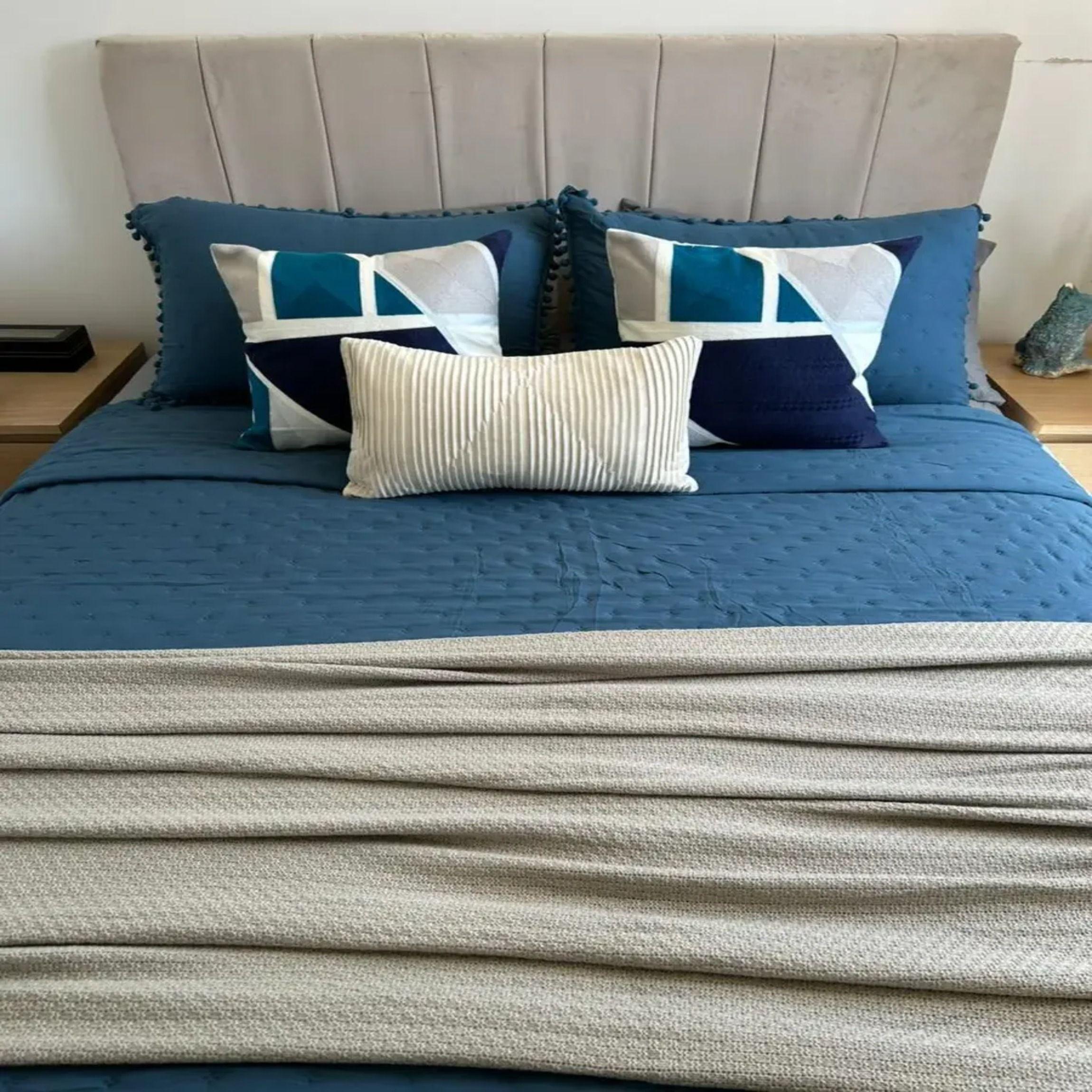Set Renovacion Verano Dormitorio 6 Piezas Azul Gris 2 Plazas-0