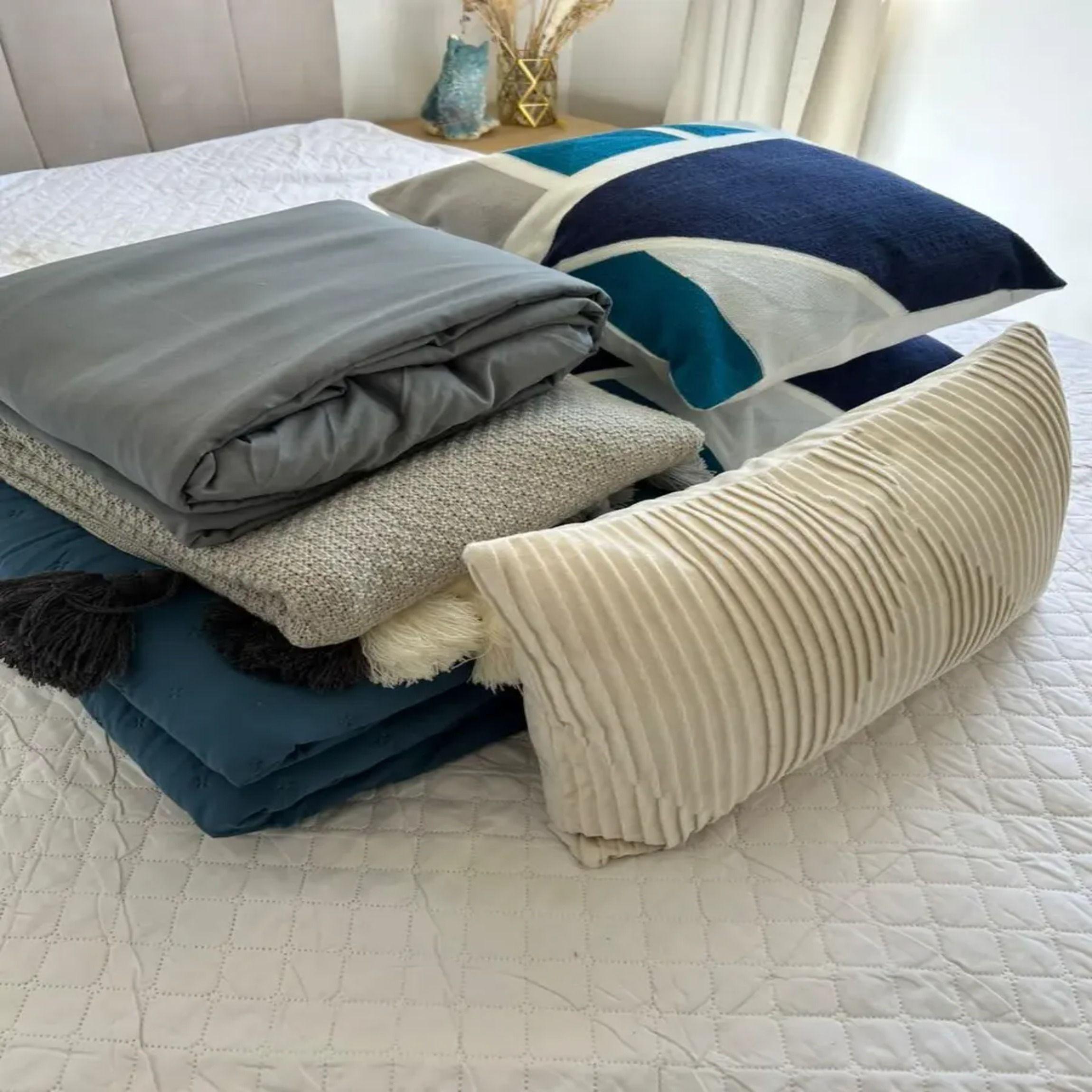 Set Renovacion Verano Dormitorio 6 Piezas Azul Gris 2 Plazas-2