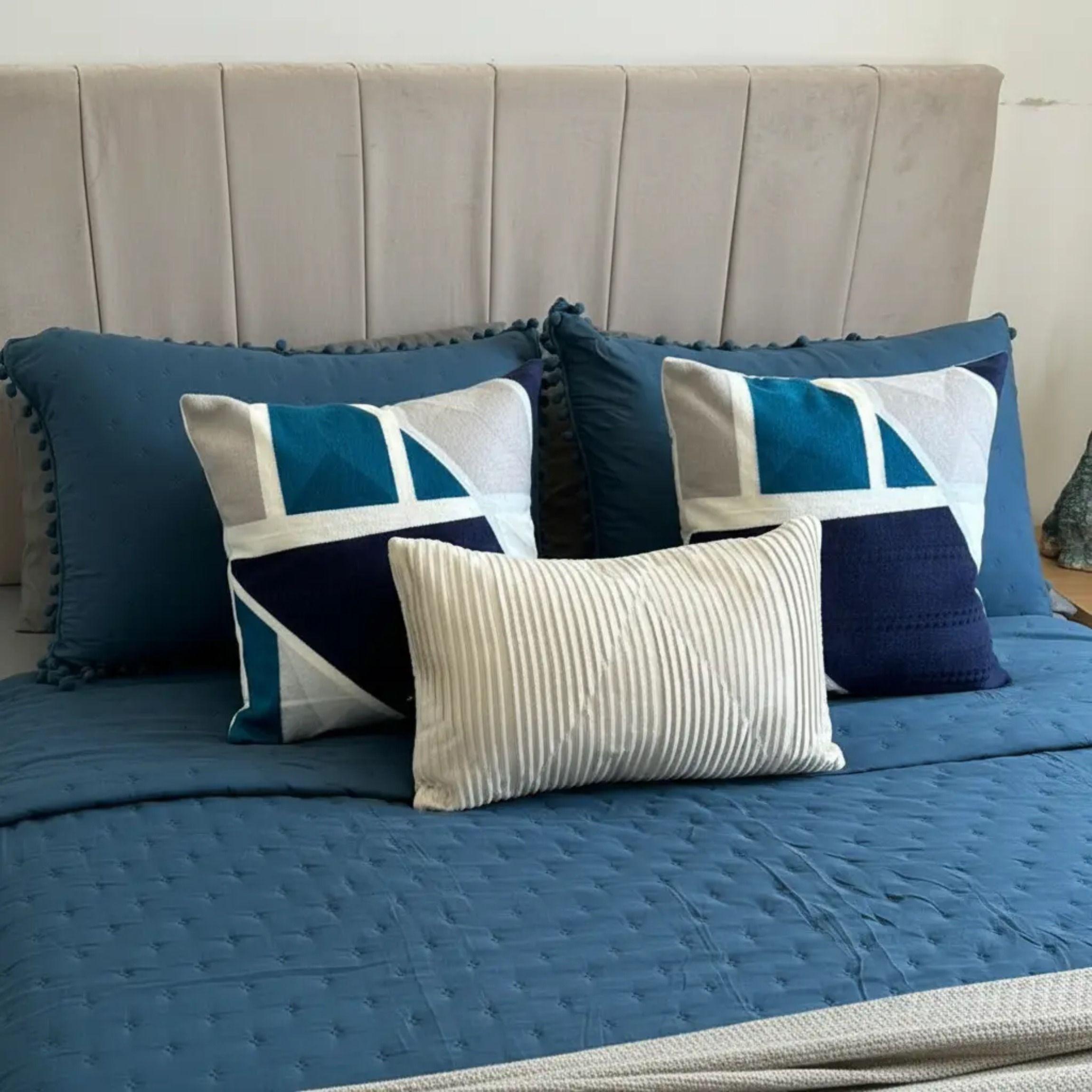 Set Renovacion Verano Dormitorio 6 Piezas Azul Gris 2 Plazas-3