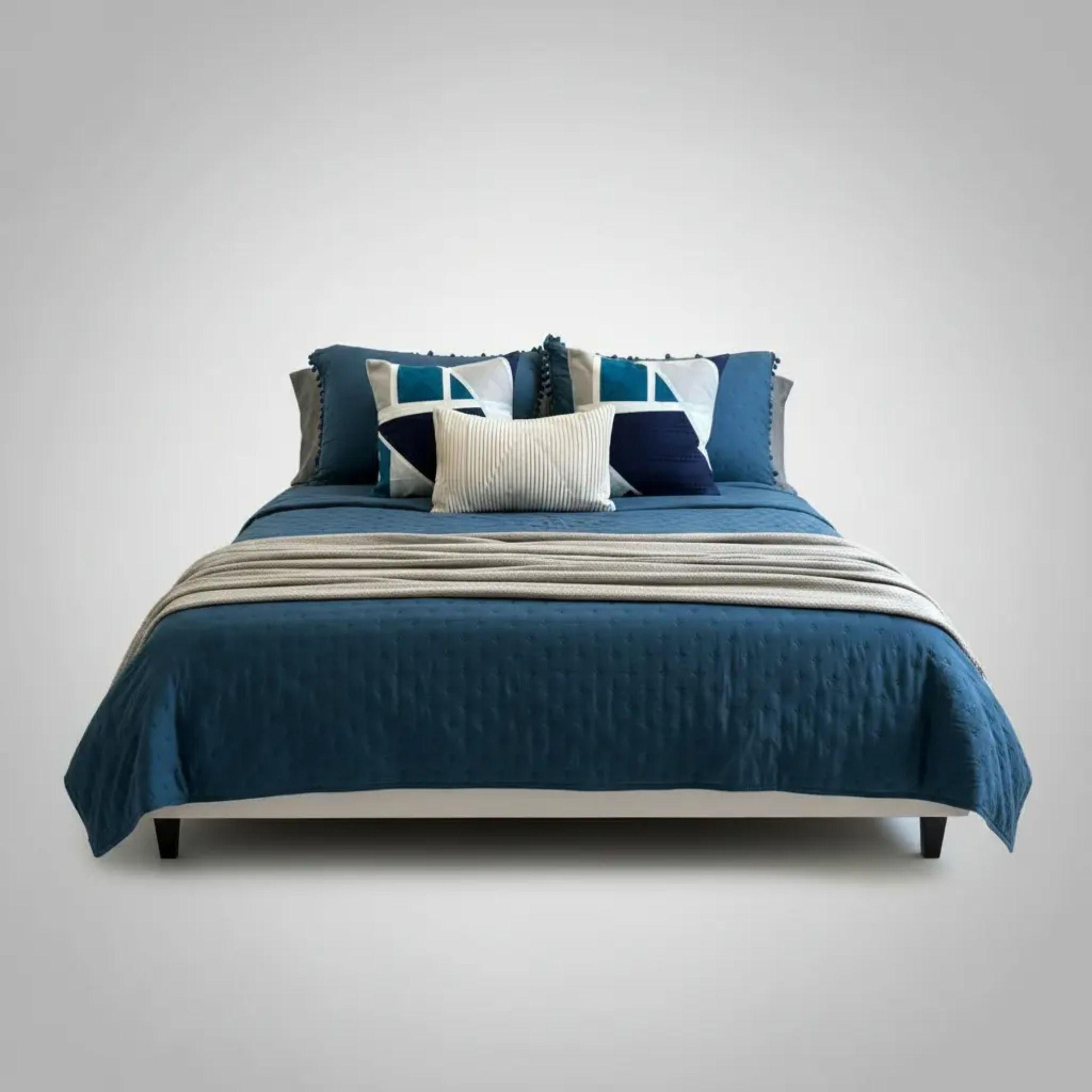 Set Renovacion Verano Dormitorio 6 Piezas Azul Gris 2 Plazas-4
