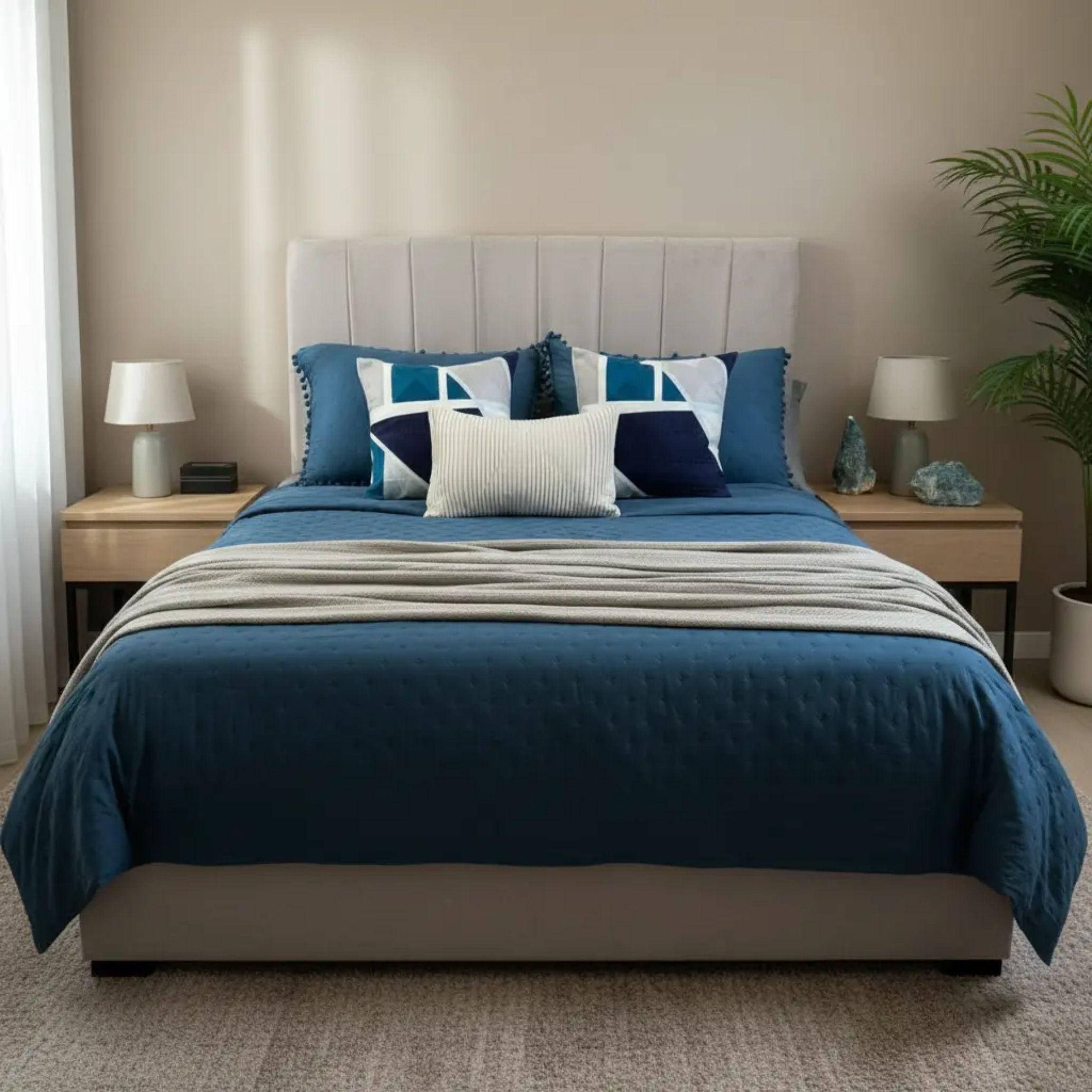 Set Renovacion Verano Dormitorio 6 Piezas Azul Gris 2 Plazas-5