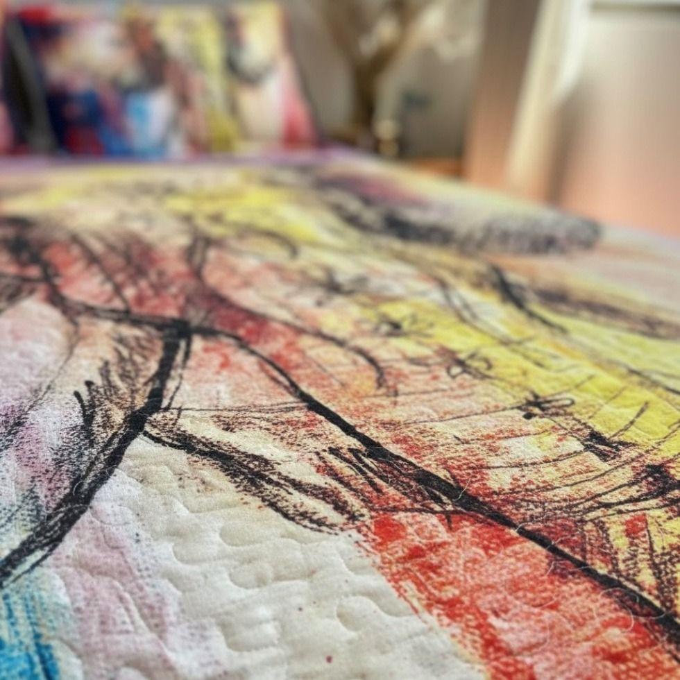 Cubrecama De Microfibra Estampado 2 Plazas - Diseño elefante dibujo-2