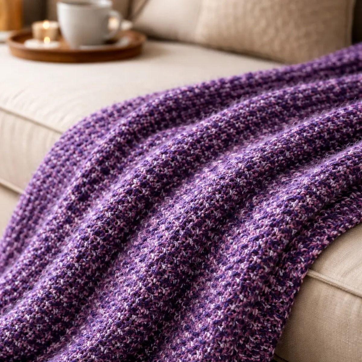 Manta Tejida Estilo Sirena XL | Morada-2