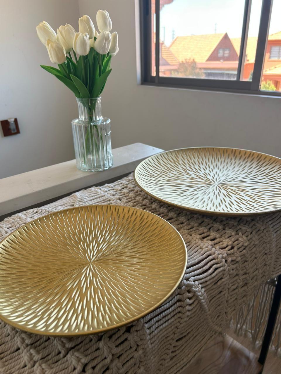 Set de 2 platos decorativos - Diseño espiga-2