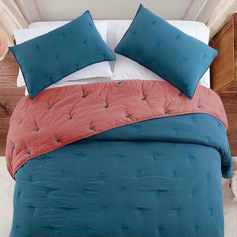 Cubrecama de algodón bordado king - reversible05-0