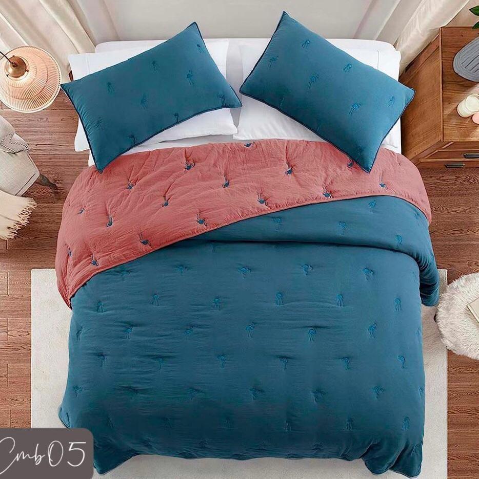 Cubrecama de algodón bordado king - reversible05-1