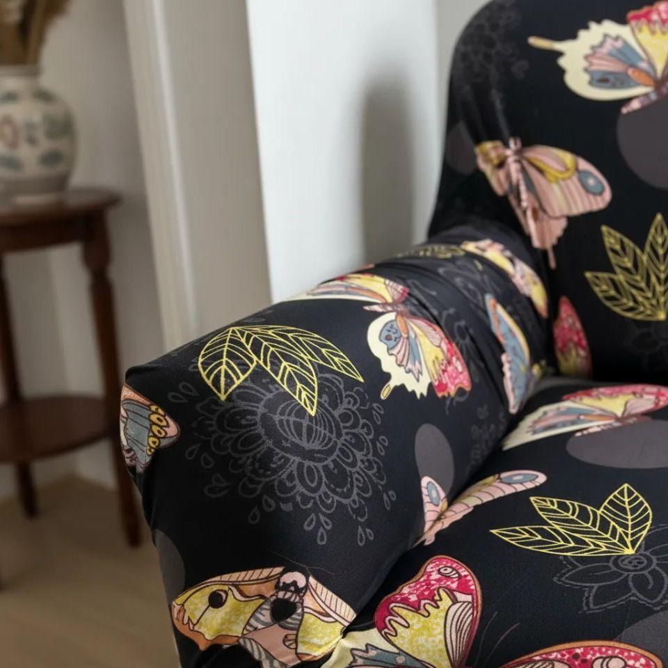 Funda de sofá estampada de 1 cuerpo - Diseño Mariposa negra-7