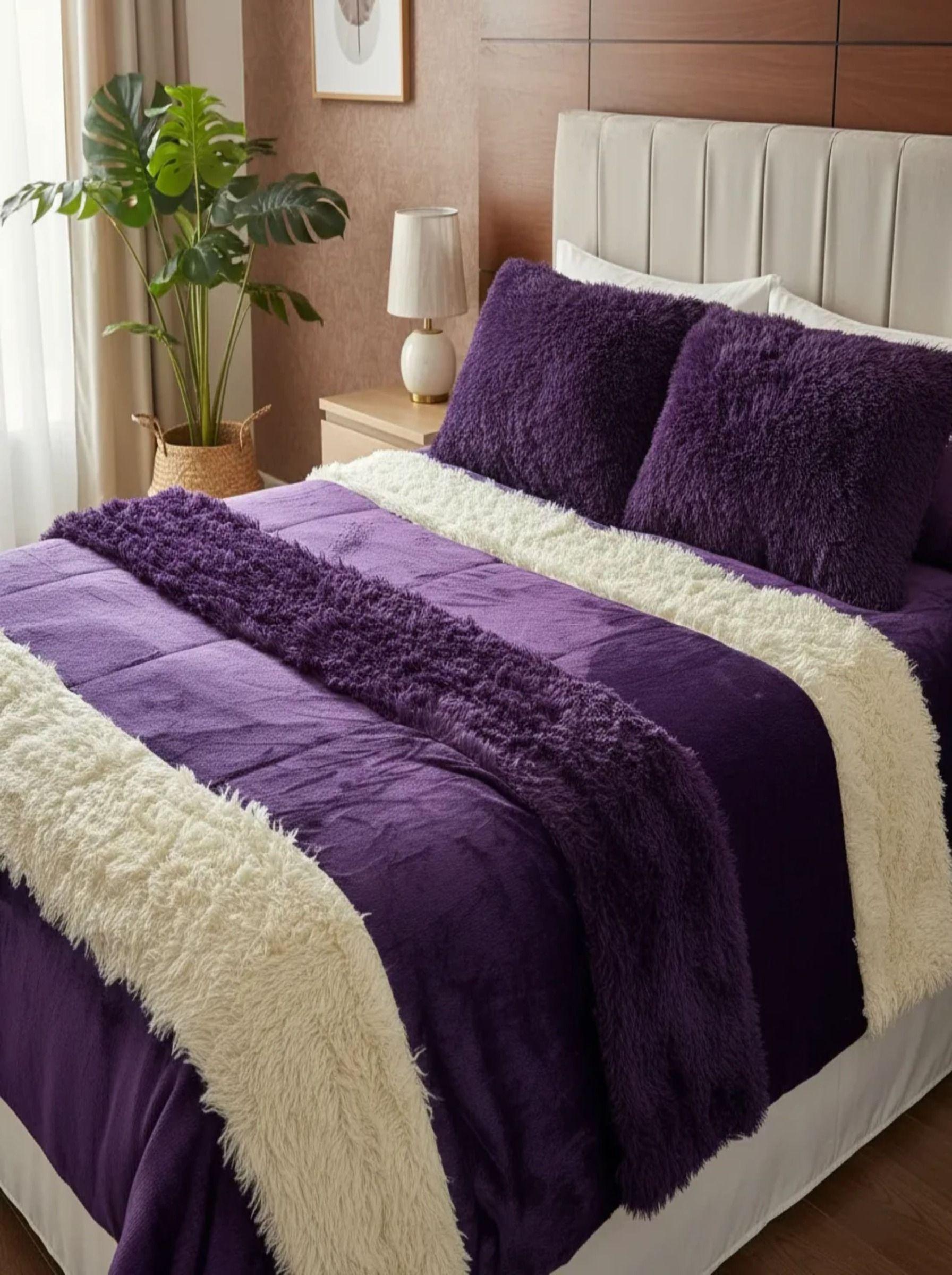 Cubrecamas reversible Polar/Chiporro Morado 2 plazas-1
