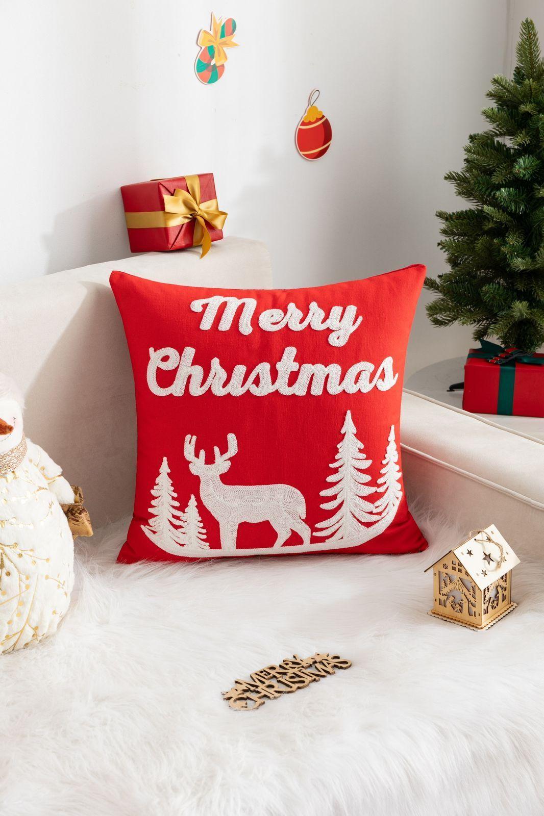Cojín navideño con diseño bordado - D15-0