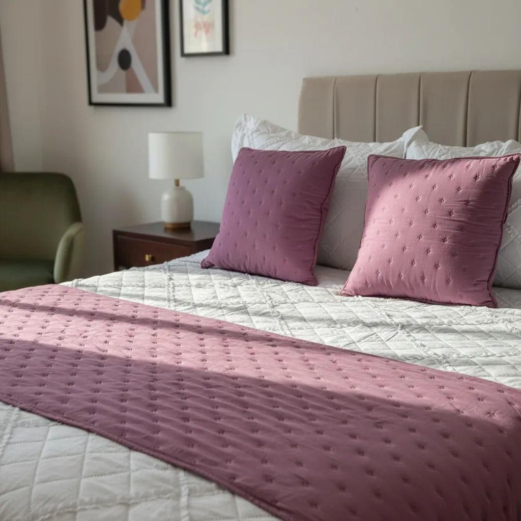 Set de piecera algodón con pom-pom + 2 fundas 45x45-1
