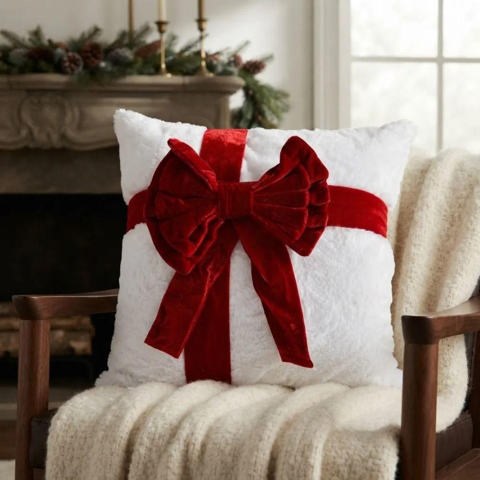 Cojin Navide o Con Lazo 3d 45 45 Cm Blanco-2