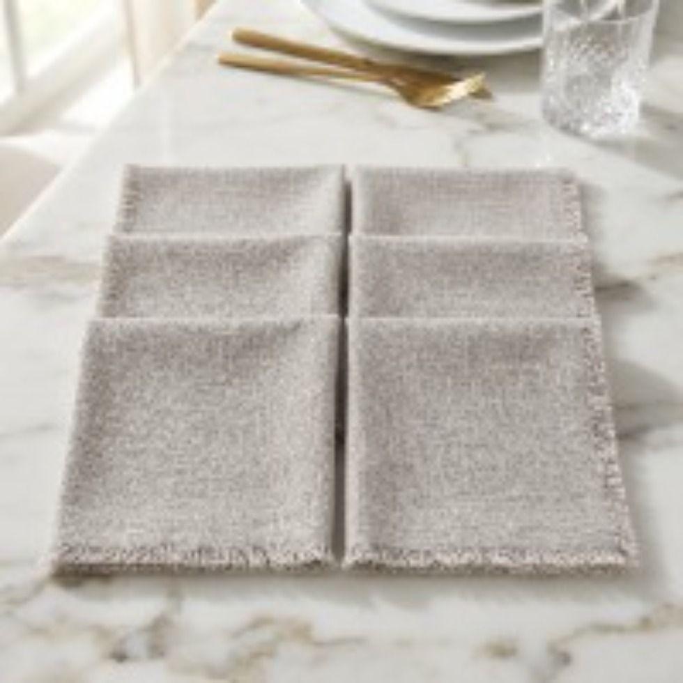 Set De 6 Servilletas De Lino Blancas 41x41 Cm-2