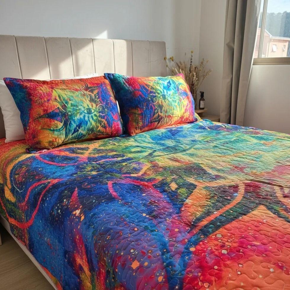 Cubrecama De Microfibra Estampado 2 Plazas - Diseño Marea de color-2