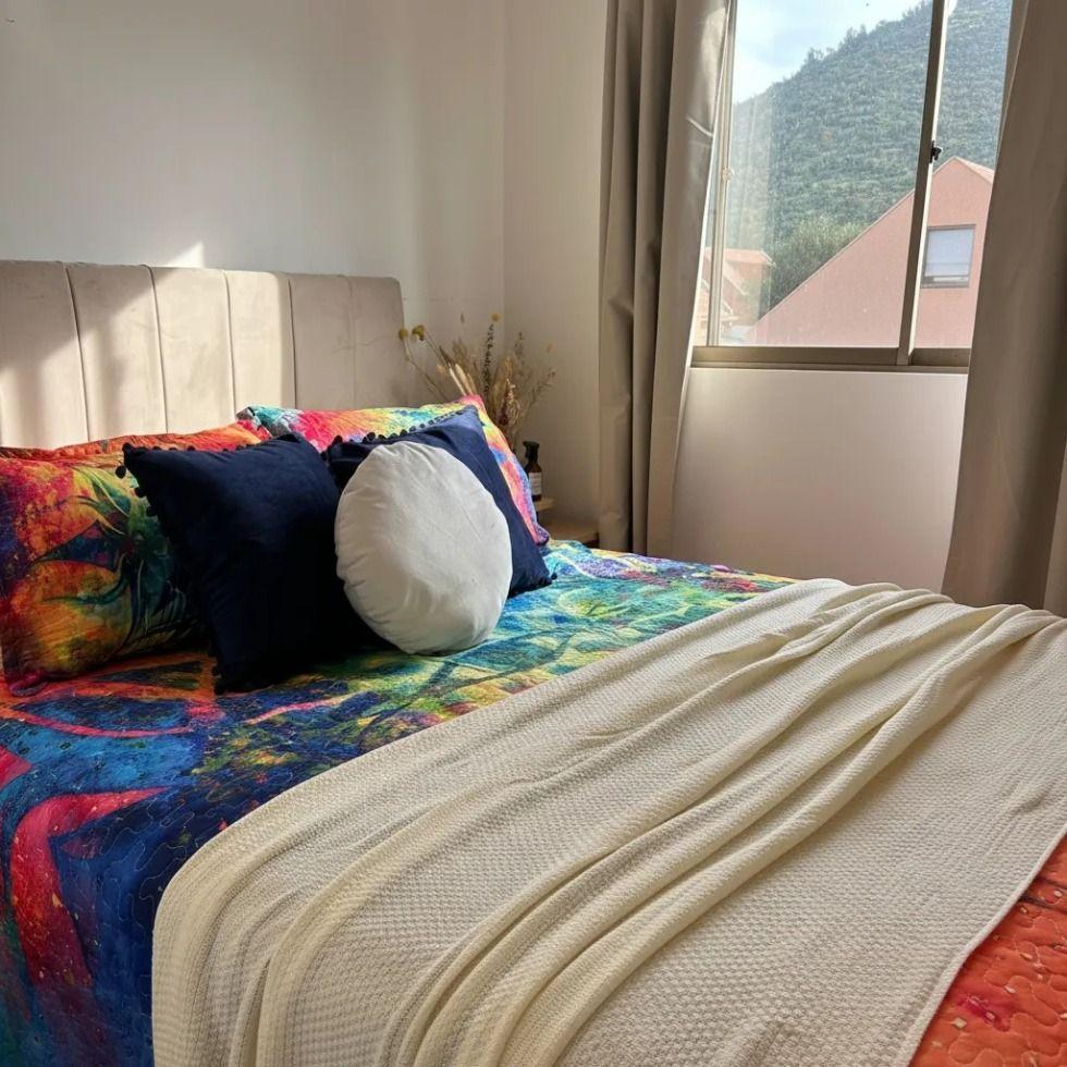 Cubrecama De Microfibra Estampado 2 Plazas - Diseño Marea de color-3