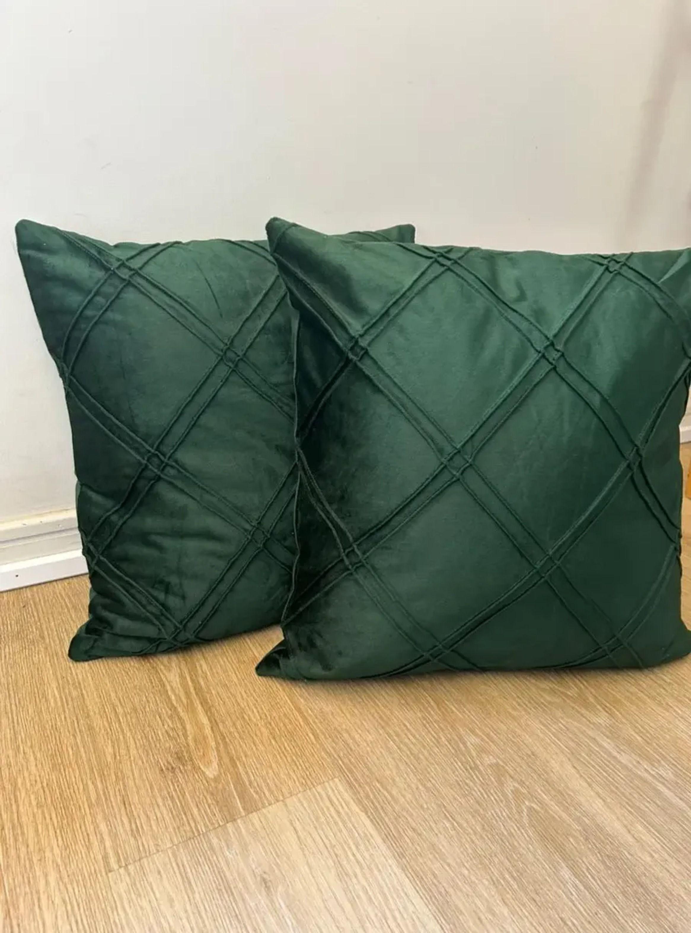 Set 2 Cojines Terciopelo Doble Pliegue Verde 45x45cm-4