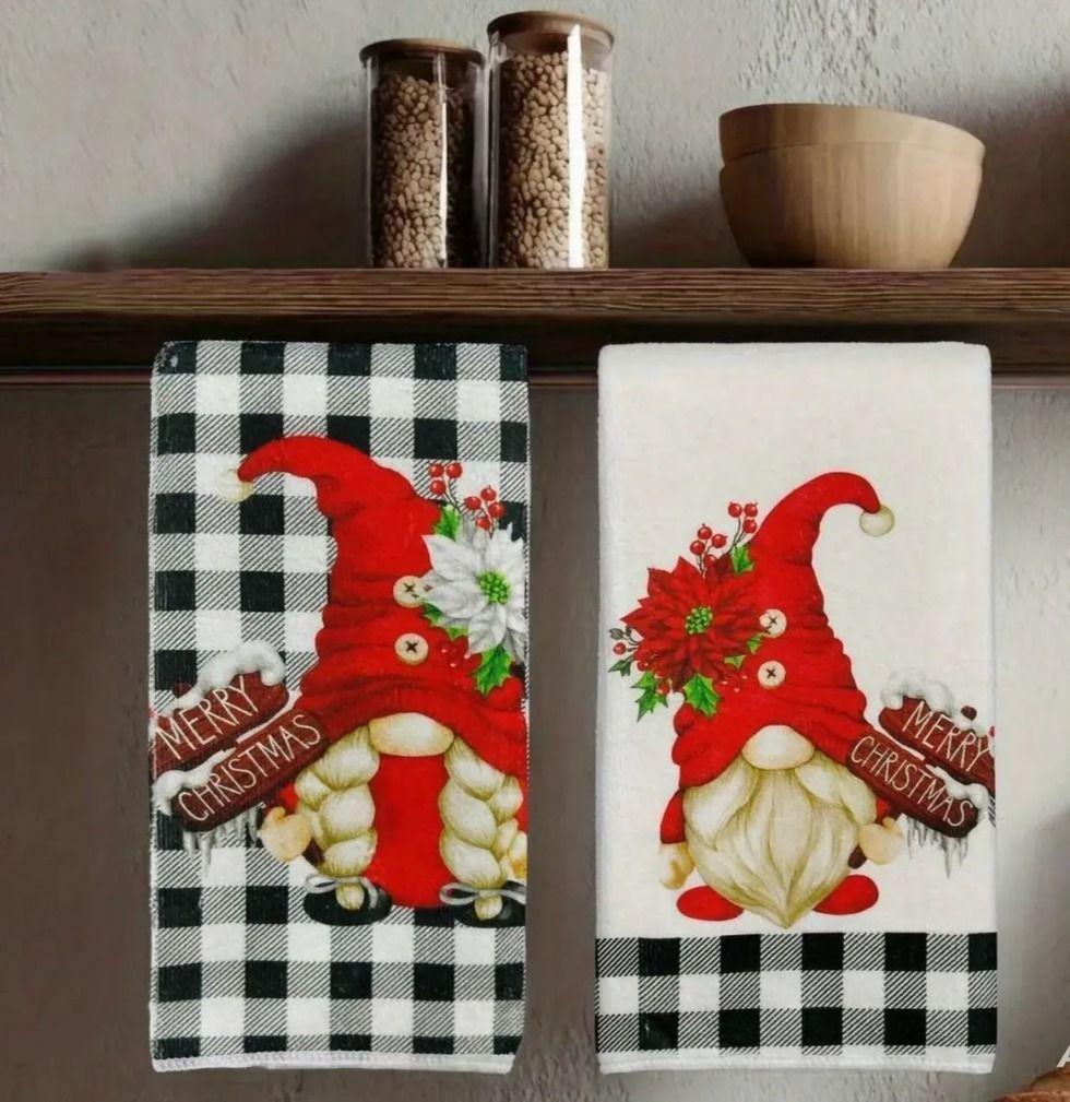 Set 2 Paños De Cocina Navidad 45 70 Cm Duendes-1
