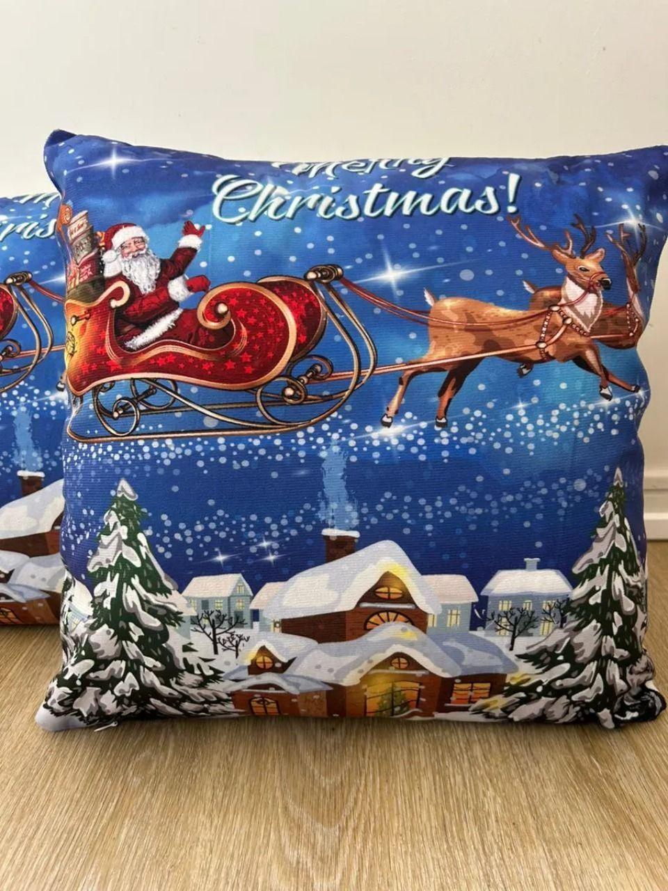 Set De 2 Cojines 45x45cm Navidad - Trineo azul-3