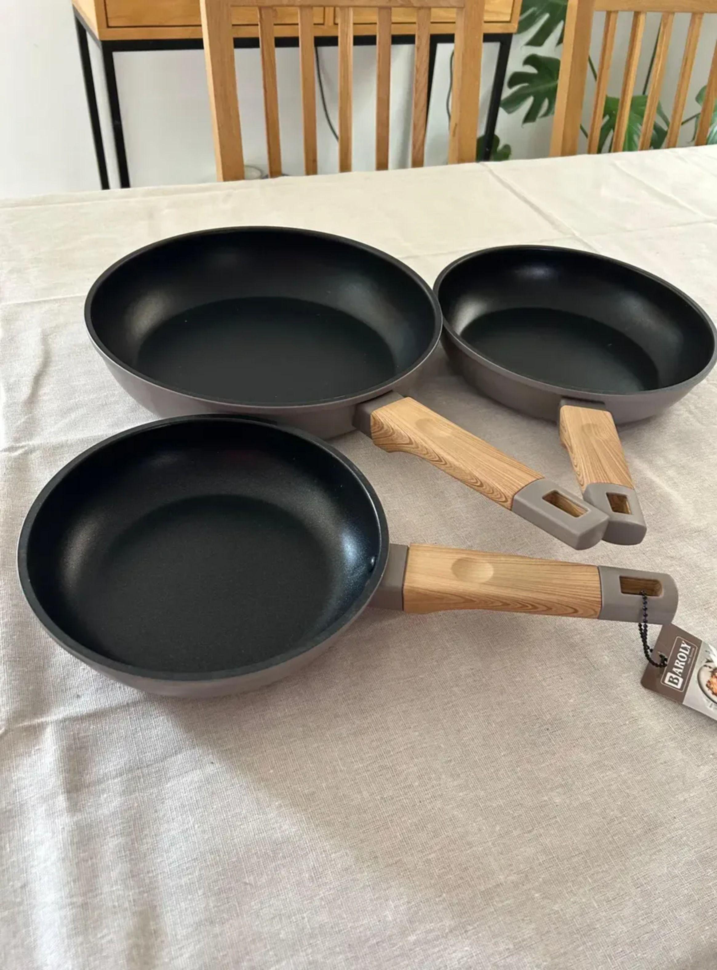 Set De 3 Sartenes Antiadherentes Cer micos 20 24 Y 28 Cm Gris-0
