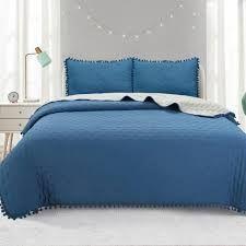 Cubrecamas Algodón con pom pom- 1.5 plazas-0