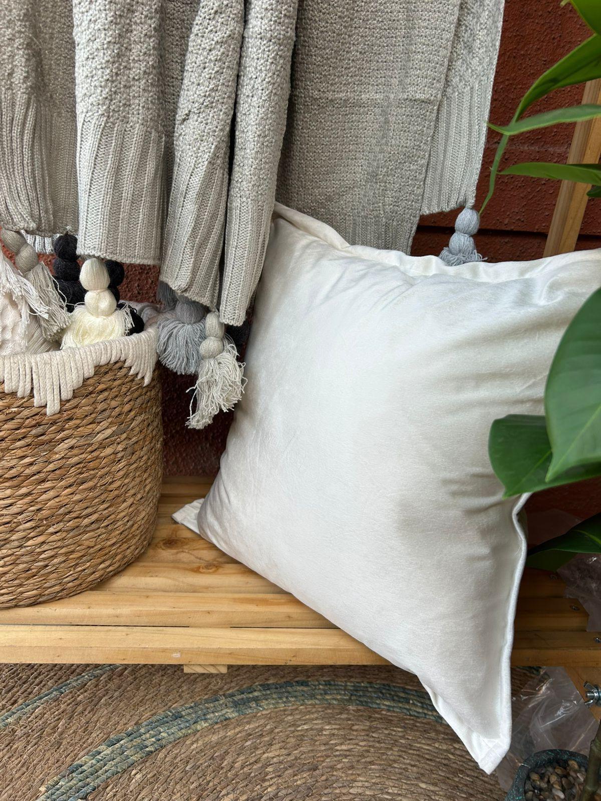 Cojín chenille retro beige - diseño E-2