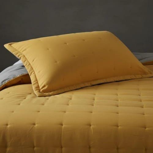 Cubrecama de algodón bordado SUPER KING - Mostaza-3