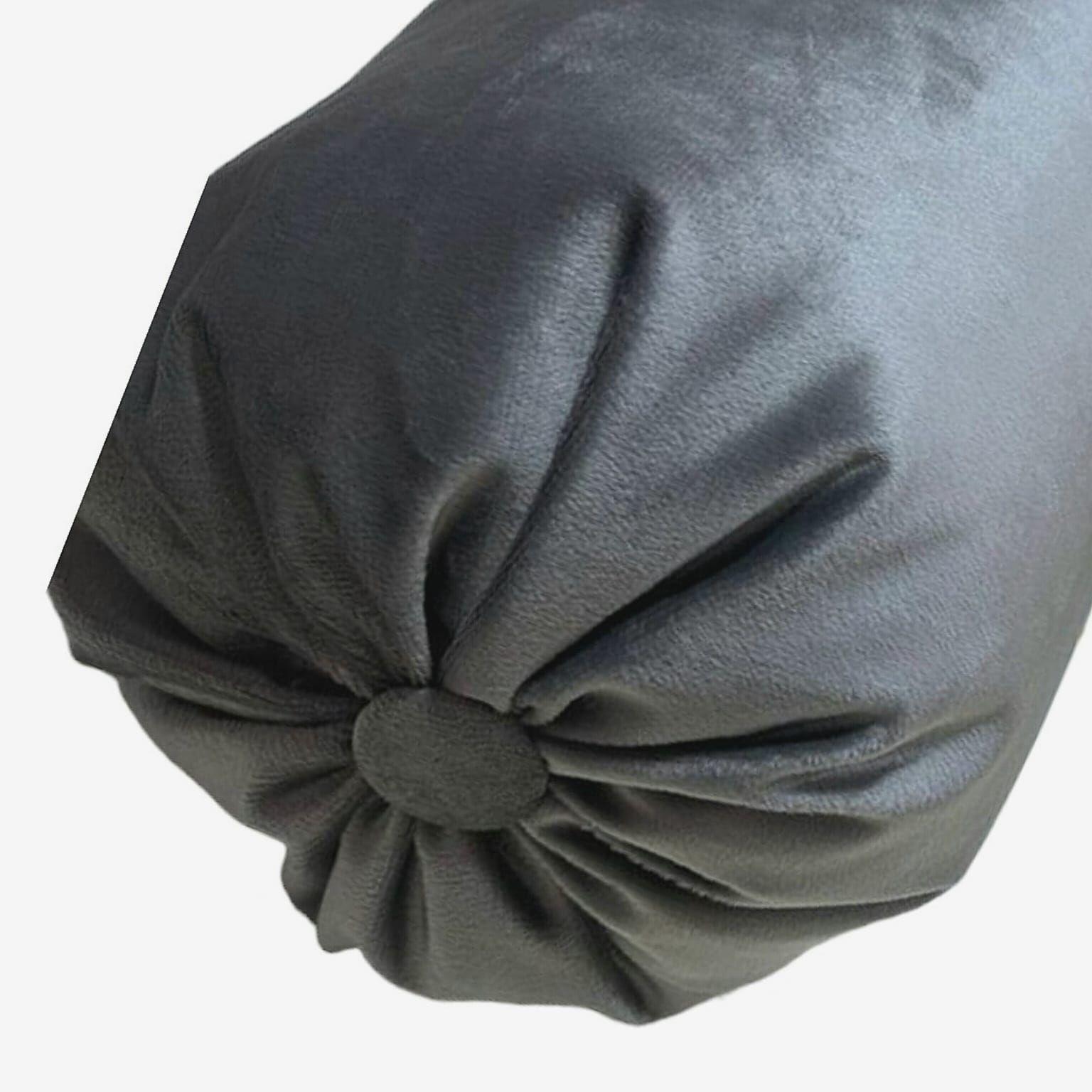 Cojín cilíndrico terciopelo gris-1
