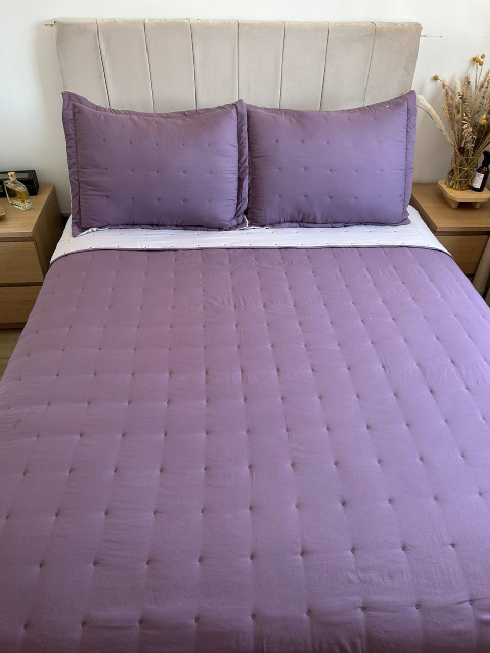 Cubrecama de algodón bordado 2 plazas - Morado-2