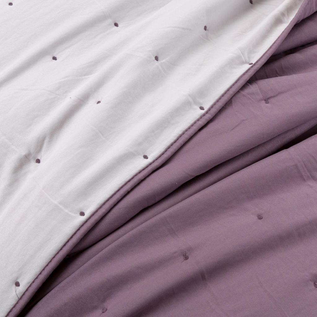 Cubrecama de algodón bordado 2 plazas - Morado-4