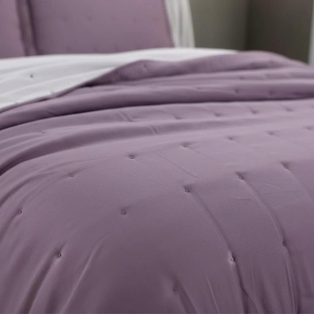 Cubrecama de algodón bordado 2 plazas - Morado-5