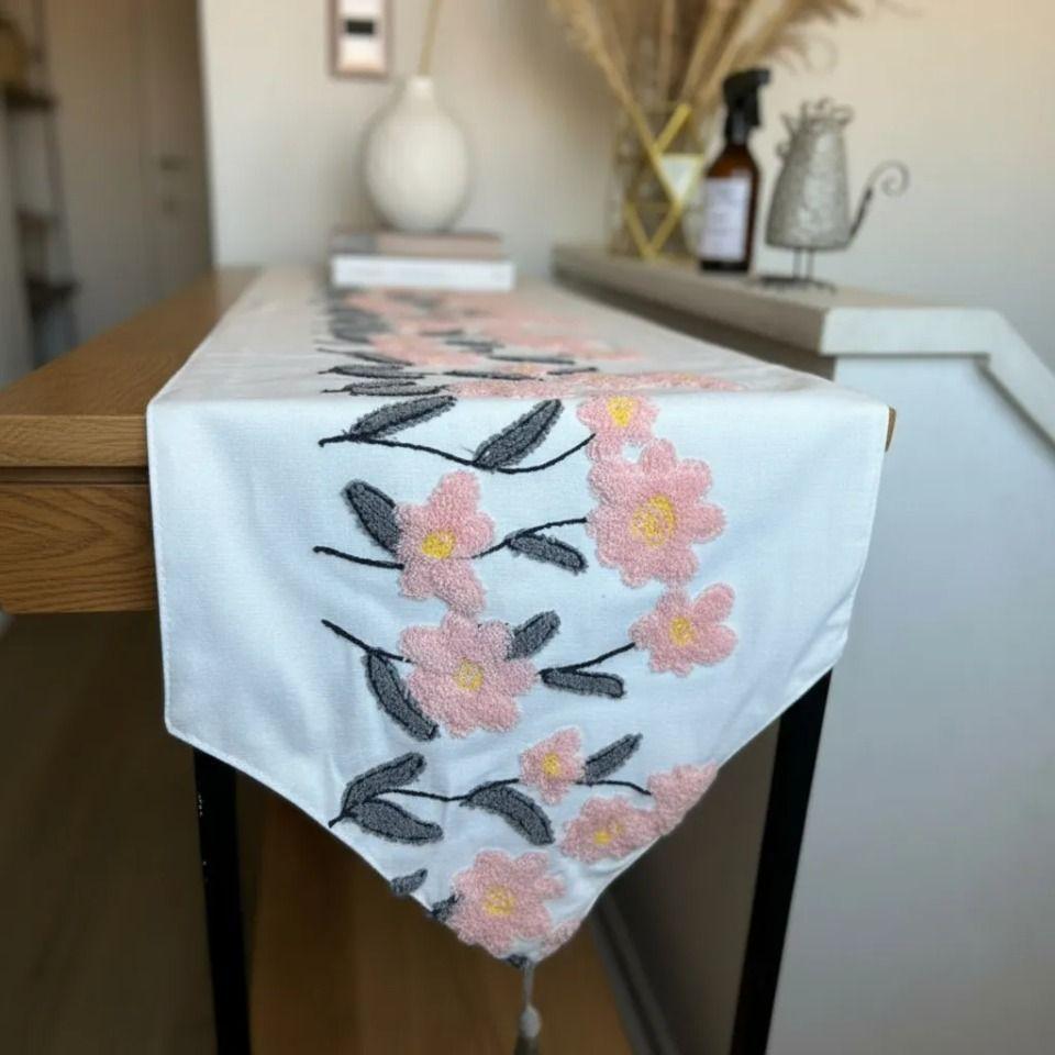 Camino de mesa bordado - Flores-3
