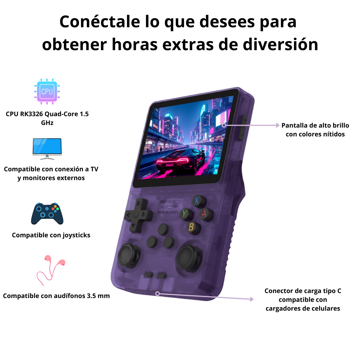 Pantalla Screen R36s Pro Original Portatil Color lila-3