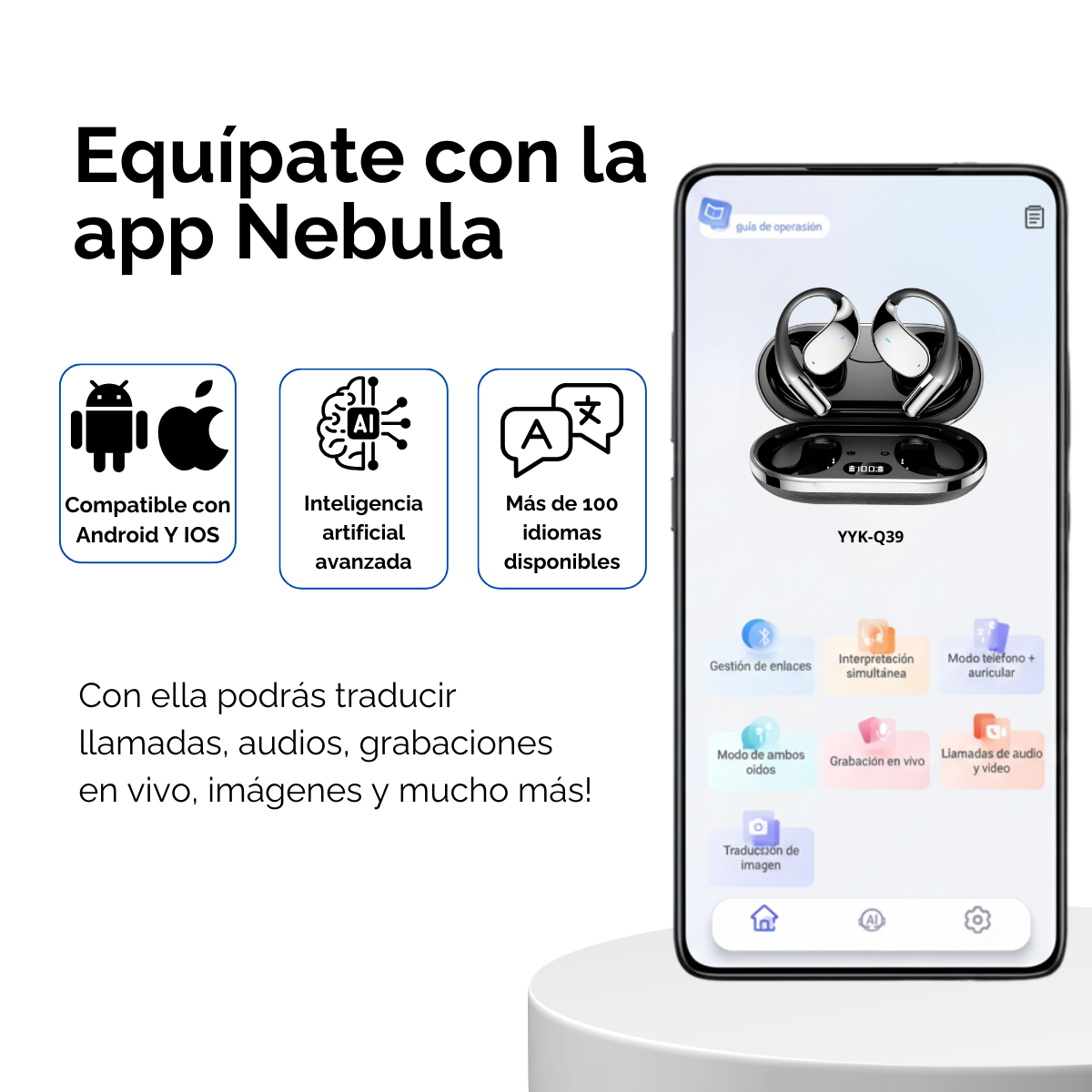Audifonos Traductores Ai +130 Idiomas Hifi Carga Rápida-2