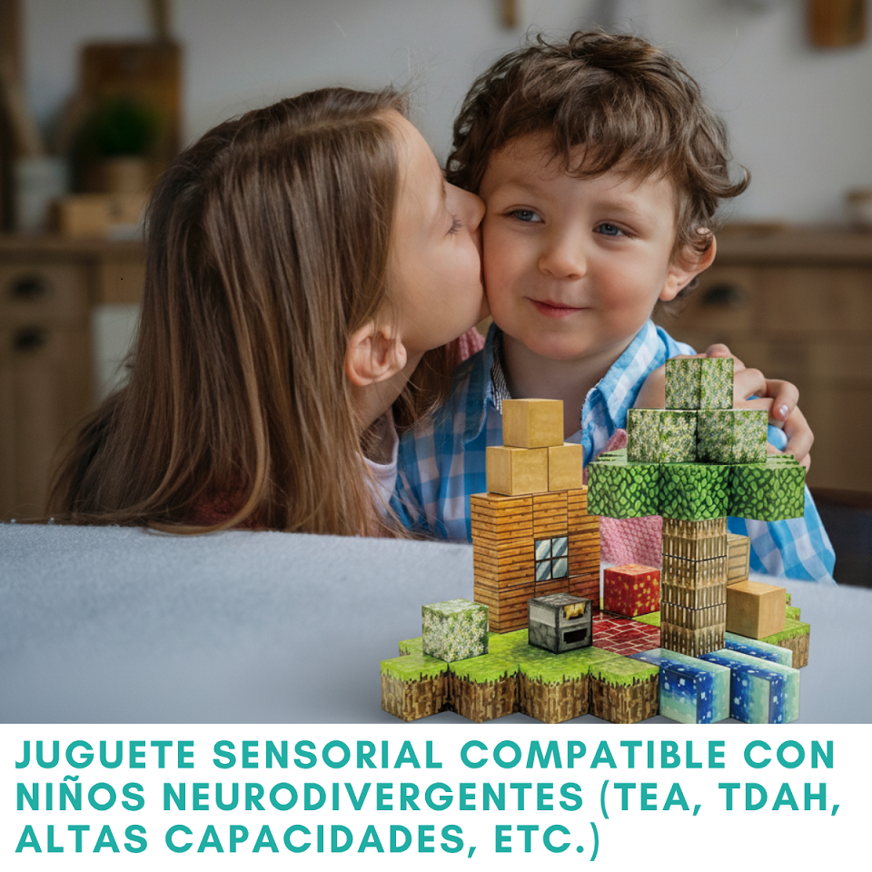 Cubos Magneticos Construccion didacticos 124 Piezas 4 personajes pixel didactico-2