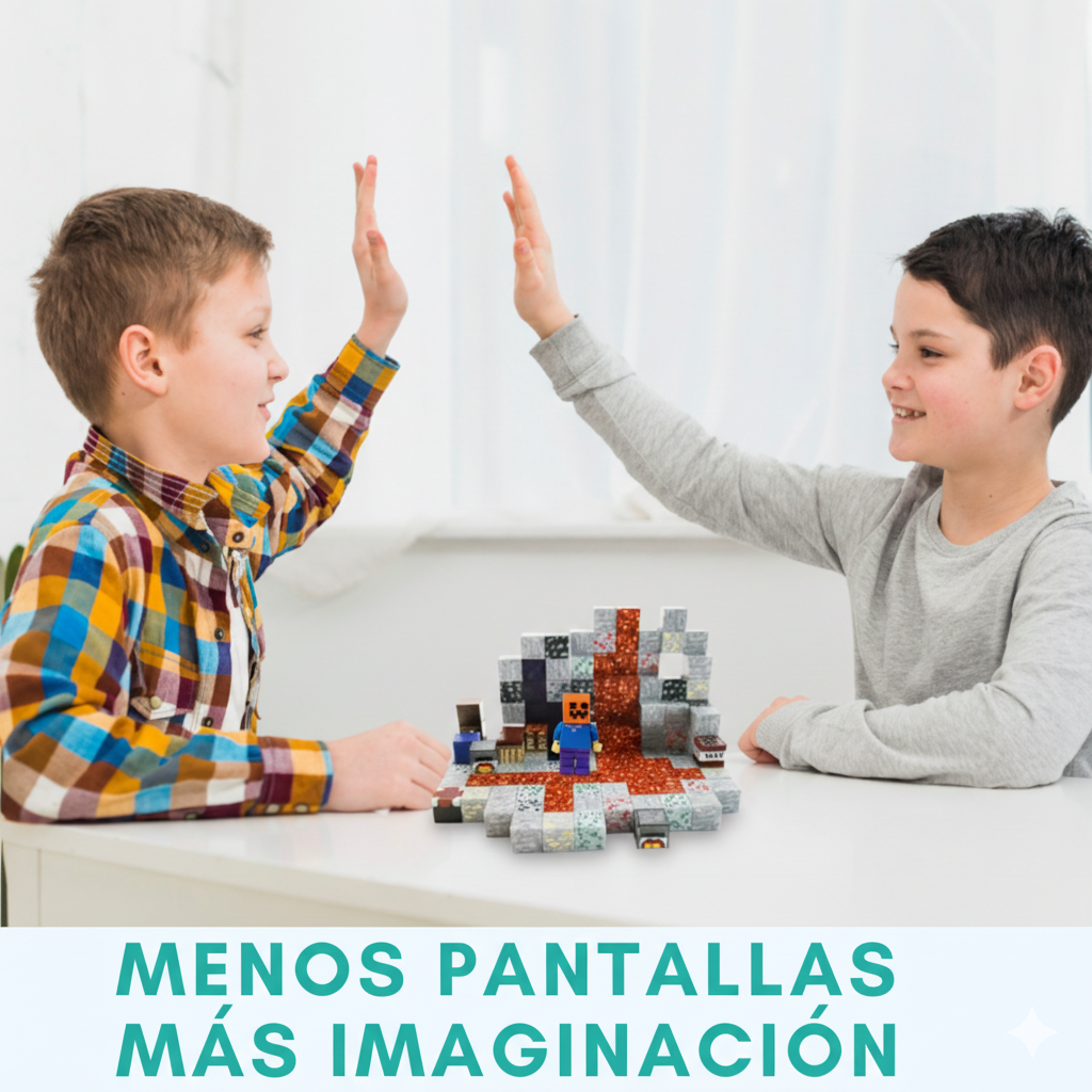 Cubos Magneticos Construccion didacticos 124 Piezas 4 personajes pixel didactico-4
