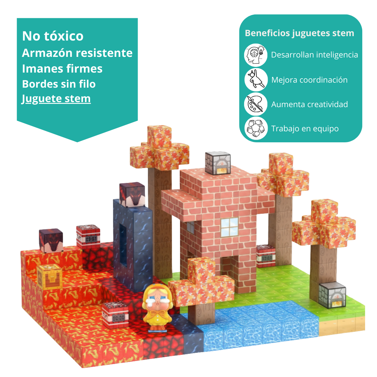 Bloques Magnéticos Construcción 102 Piezas 2 Personajes-2