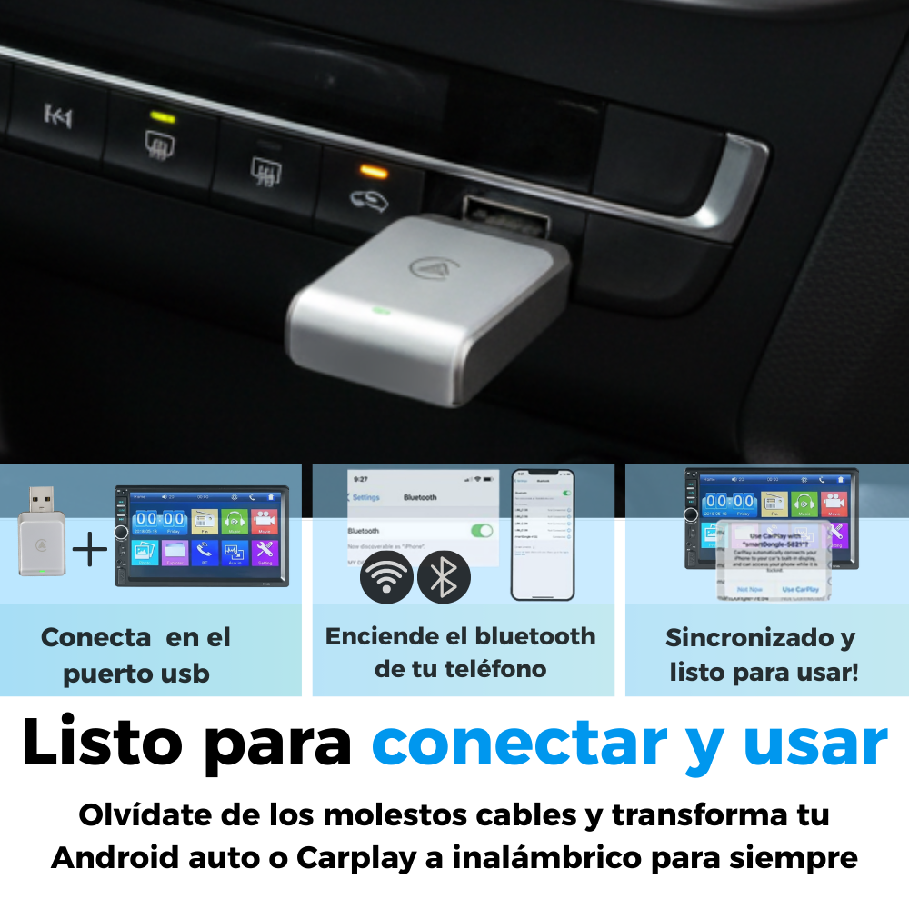 Adaptador Inalambrico Carplay Android Auto Bluetooth 2 En 1-2