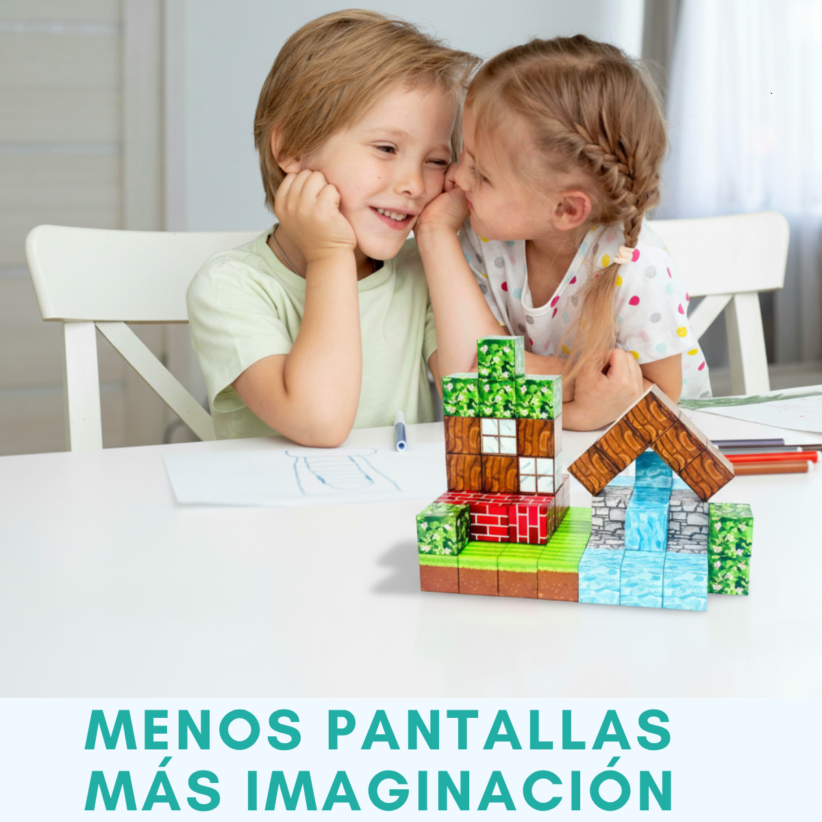 Cubos Magneticos Construccion Didacticos 100 Piezas 4 personajes Pixel -4