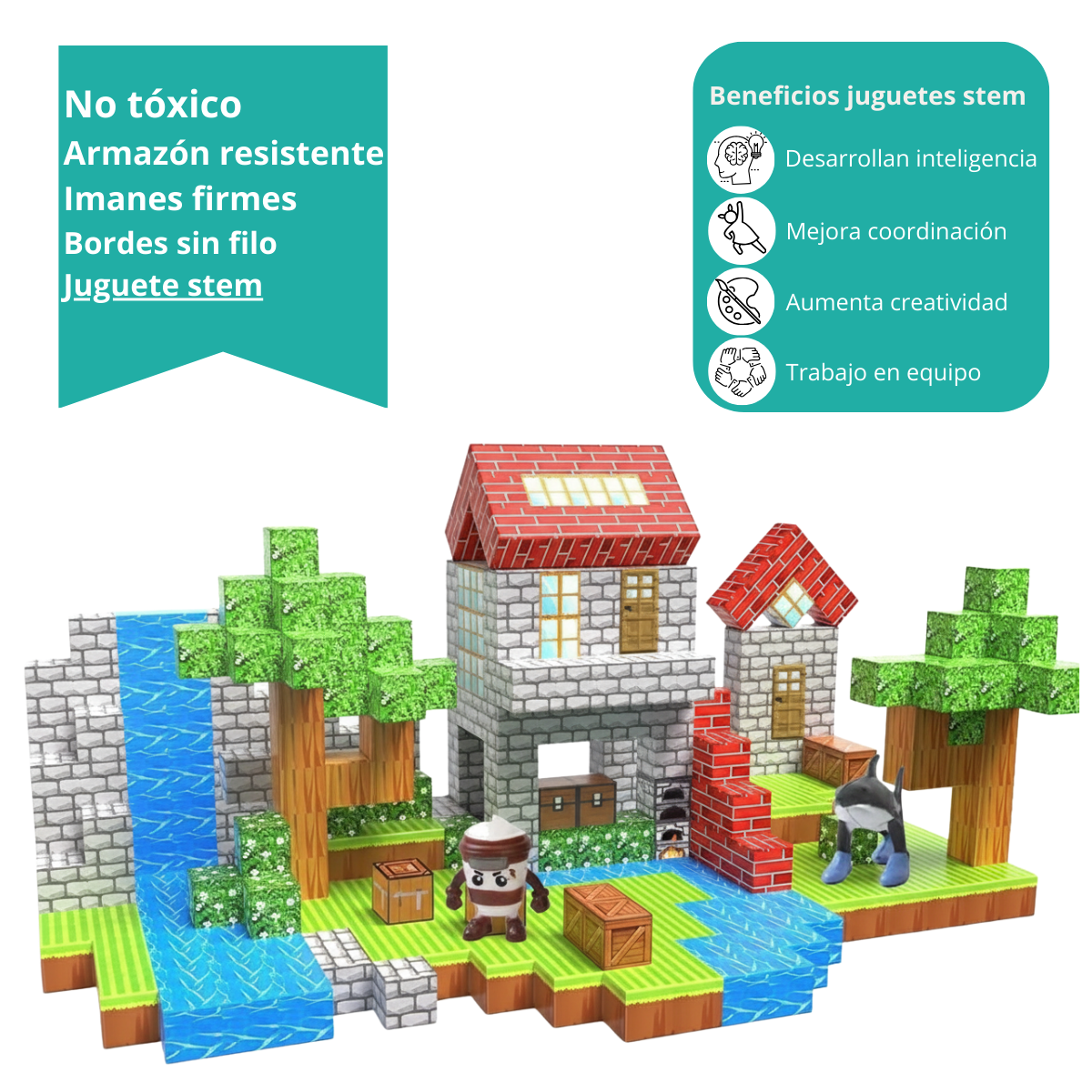 Cubos Magneticos Construcción 102 Piezas 2 Personajes-2