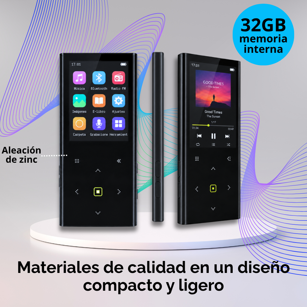 Reproductor Mp3 De Musica Bluetooth 32 Gb Radio Fm Usb C-3