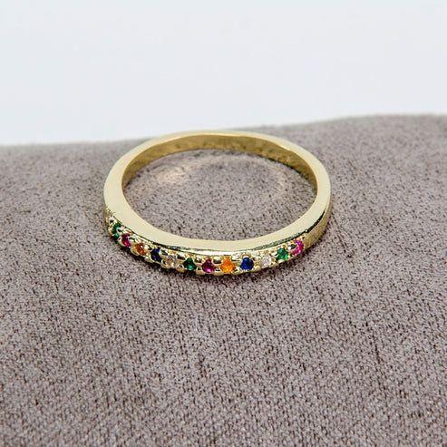 ANILLO CINTILLO RAINBOW ENCHAPADO EN ORO-2