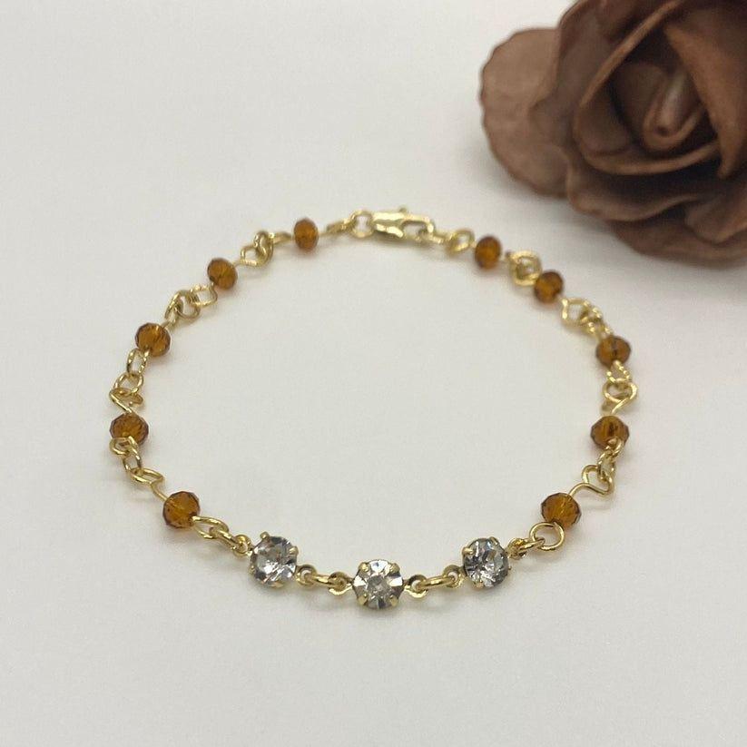 PULSERA MARRONE BAÑO EN ORO-1
