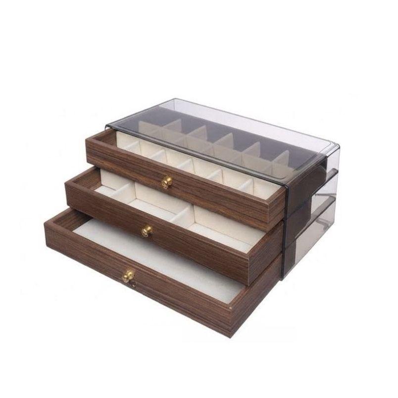 Organizador de Joyas de 3 Niveles con Efecto Madera LD-1032-0