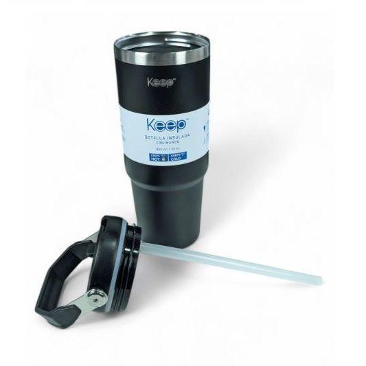 Botella Insulada Con Mango 850 Ml Keep Negro-3