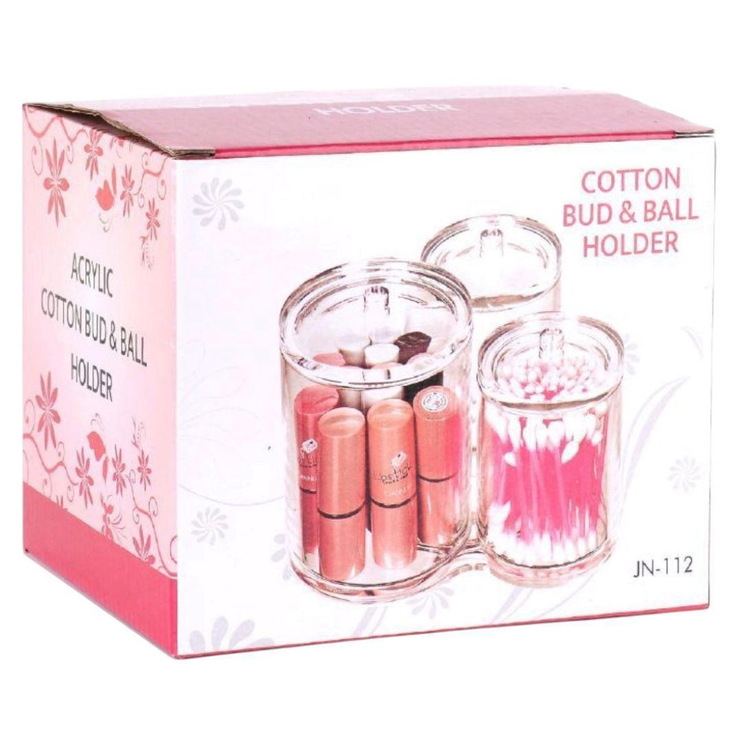 Organizador Acrílico Para Cosméticos Multifuncional de 3 Cilindros Unidos JN-112-3