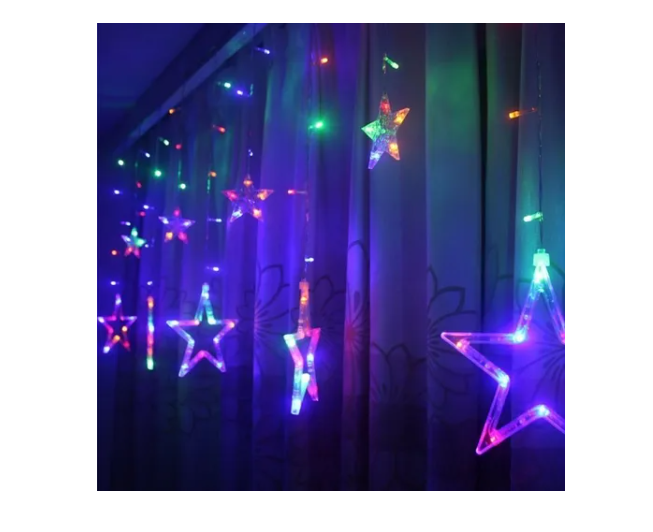 Cortina De Estrellas Led Guirnalda De Luces Multicolor-4
