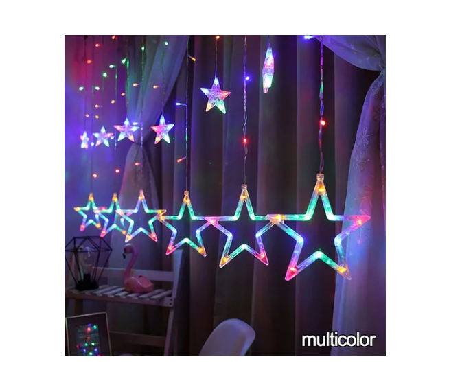 Cortina De Estrellas Led Guirnalda De Luces Multicolor-5