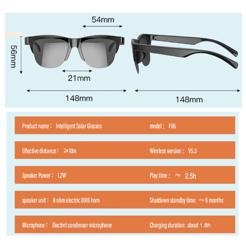 Lentes De Audio Inalámbricos Con Bluetooth Llamadas Música-3